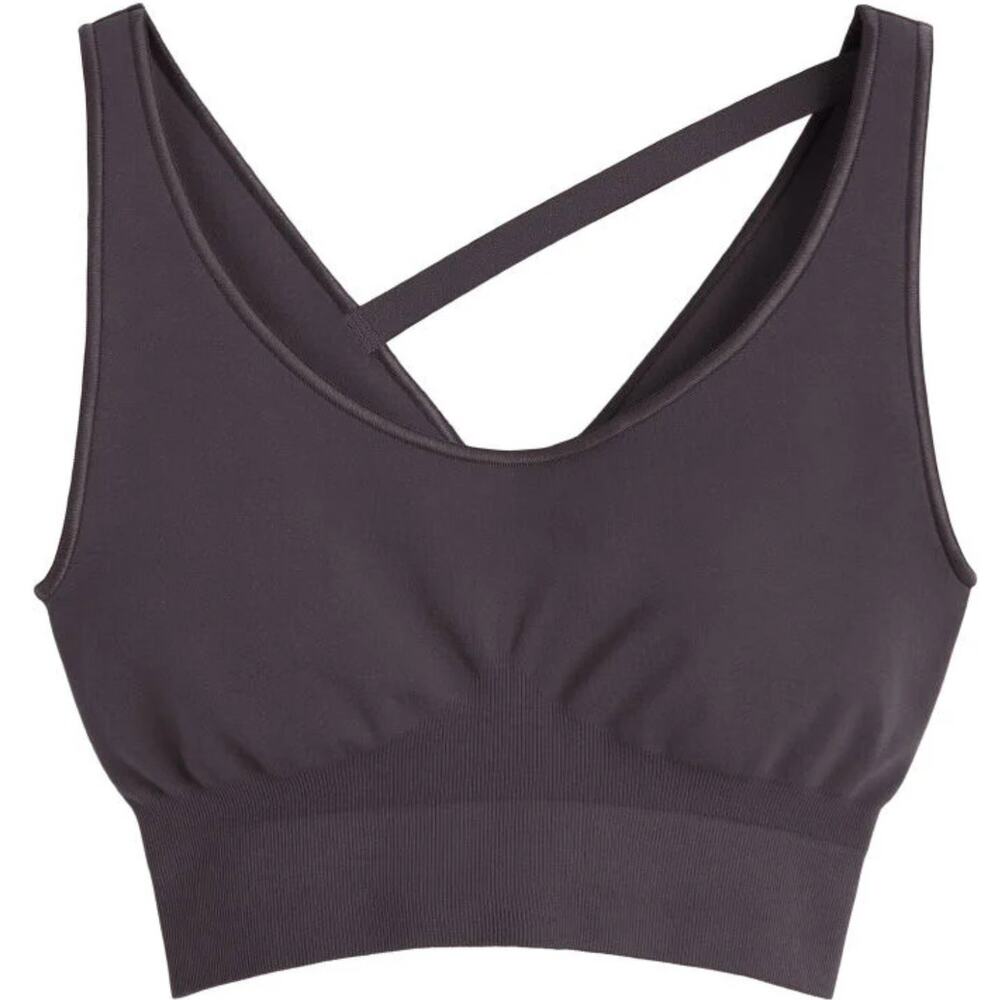 Cuyana NEW Stretch Cropped Top Charcoal Gray Sports Bra Womens Size Large XL - Picture 9 of 9